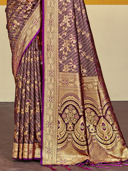 Deeva Sarees Wine Satin Silk Saree